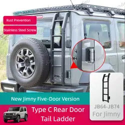 Off-Road 4x4 Accessories Aluminu Tailgate Climbing Ladder For SUZUKI Jimny JB64 JB74 Roof Climbing Expansion Luggage Rack Ladder