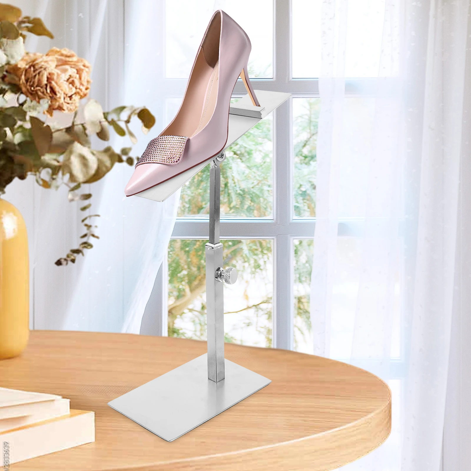 

High Heels Stand Adjustable Stainless Adjustable High Heel Display Stand Steel Silver Holder Shoe Store Tilt Angle Metal Rack