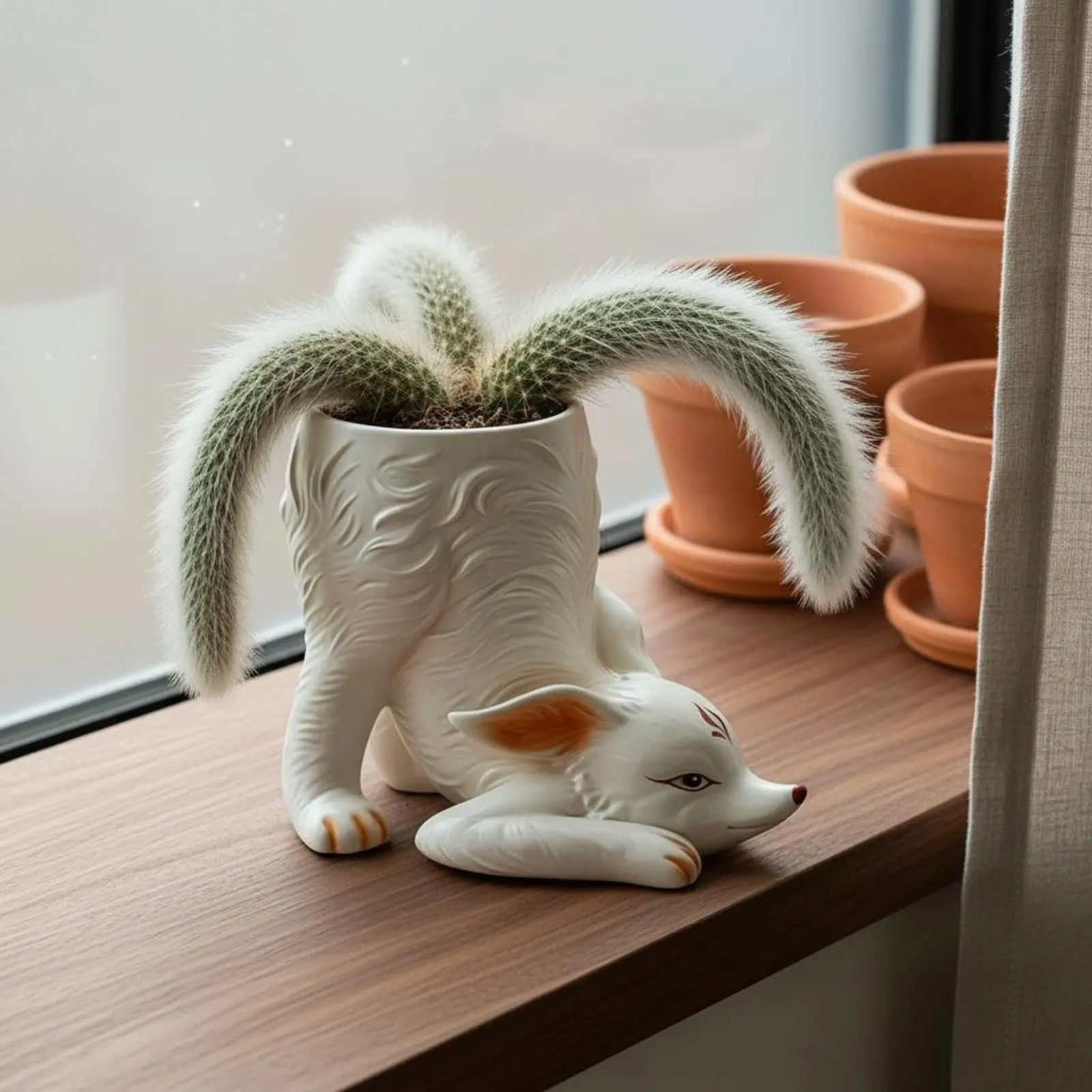 Wild Canine Planter Creative Design Wild Canine Flower Pot Succulent Pot Gift Idea Garden Decor Desktop Decoration for Patio