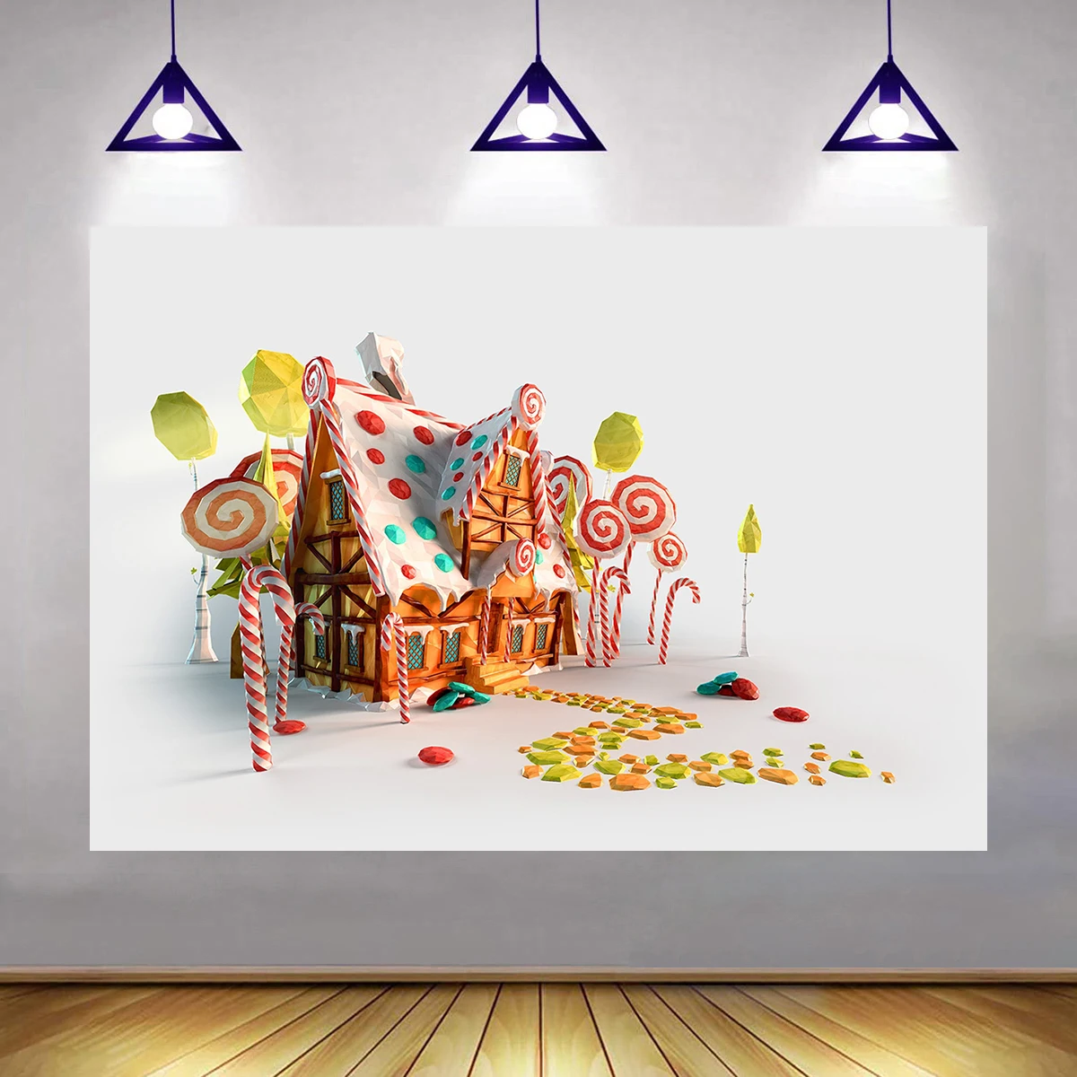 7x5ft Fabric Background Photography Candy Landscape Backdrop Fantasy House Lollipop Fairy Tale World Princess Birthday Party