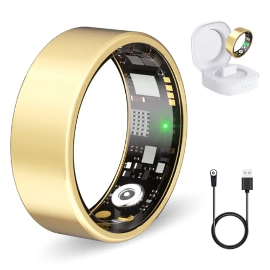 

Smart Health Ring for Women Men Fitness Tracker with Heart Rate and Blood Oxygen Monitoring Step and Sleep Tracking IP68 Waterp