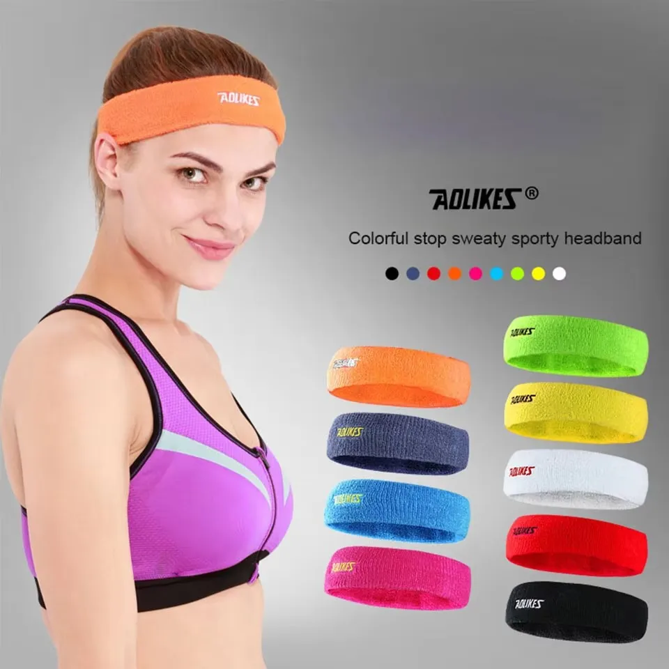 AOLIKES-Diadema de algodón de alta calidad para hombres y mujeres, banda para el sudor, bandas para el pelo de Yoga, bandas para el sudor para la