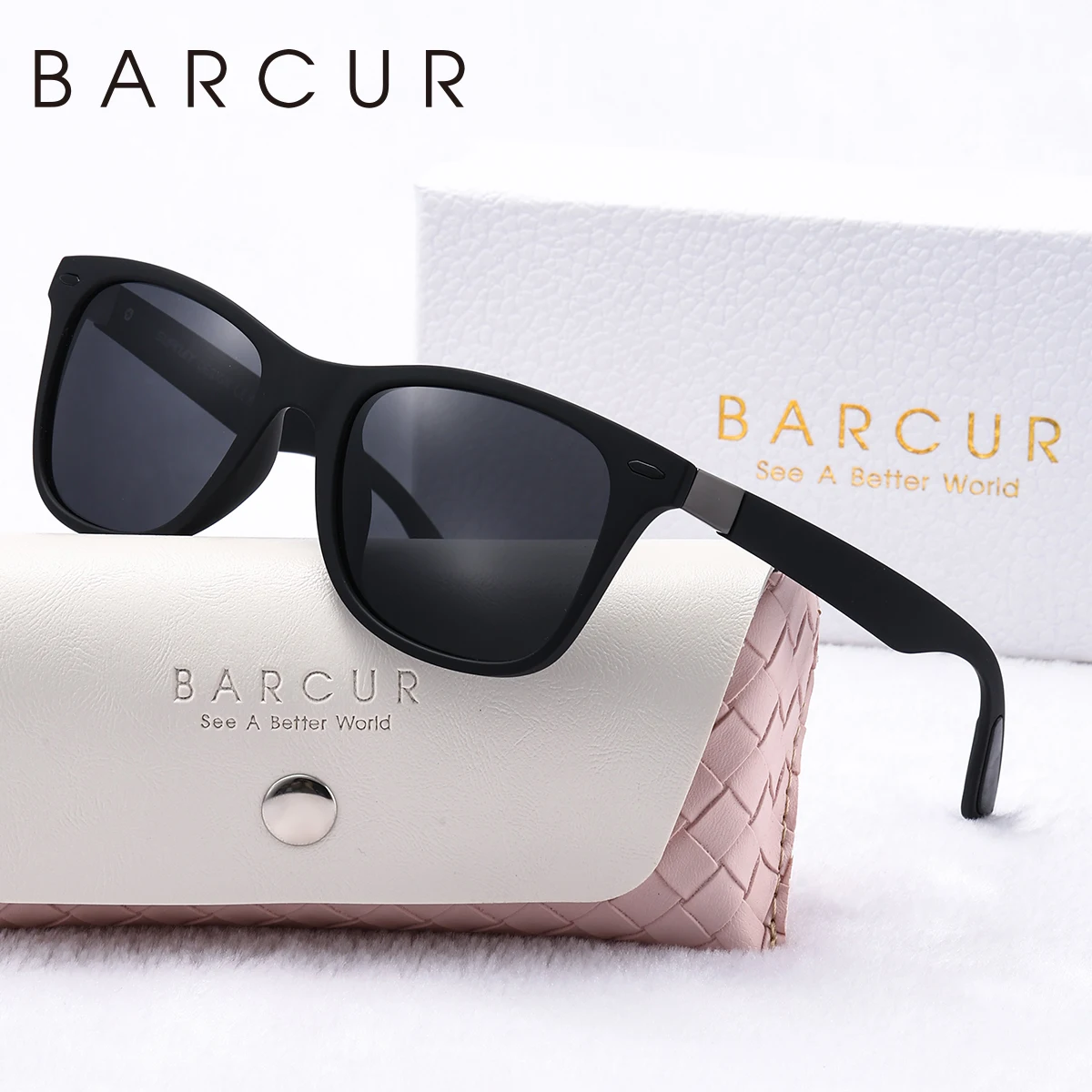 BARCUR Brand Design Sports Sunglasses Anti Slip Matte PC Frame Red Xiaomi Nail Outdoor Polarized Sunglasses Exclusive Package