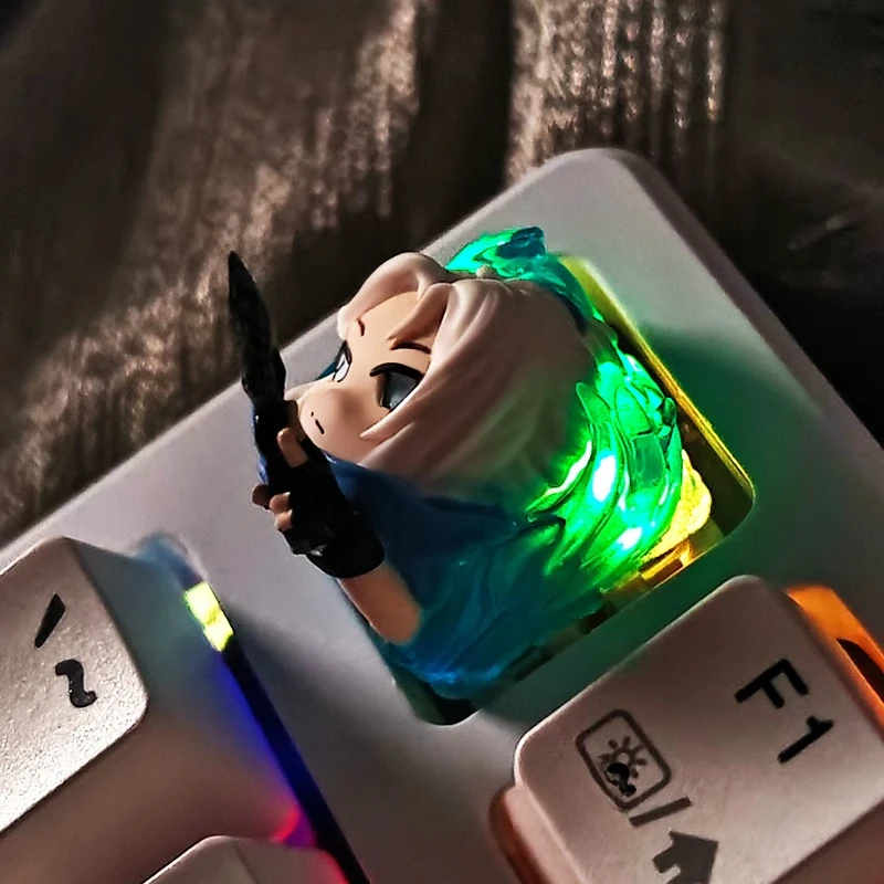 

Anime Keycaps Jett Figure Custom Keycap Varolant Multi-action with Hand Detachable Part Resin Key Caps Mechanical Keyboard Caps