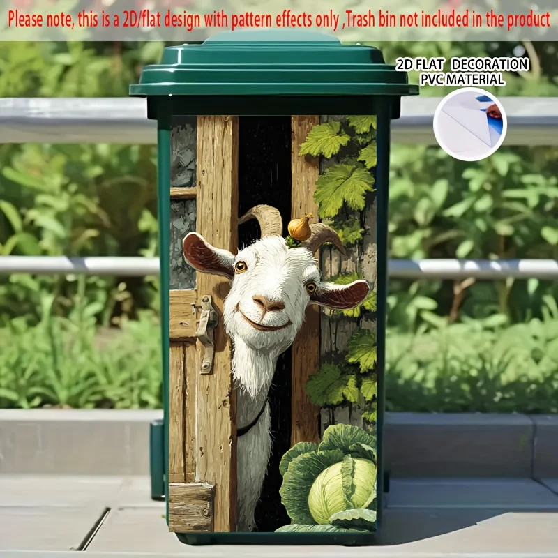 1Pc Large Creative Peeking Goat Self‑Adhesive Sticker For Door And Window Cute Fun Woolly Goat Personalized Decor Decal