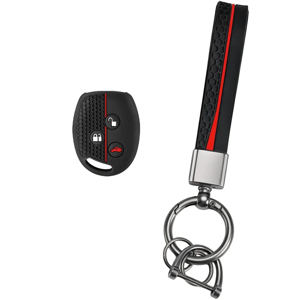 Sport Red Edge Silicone Wrap With Keychain For Ford Focus Mk2 Transit Fiesta Mk6 S-MAX Anti-drop Wearproof Remote Key Cover
