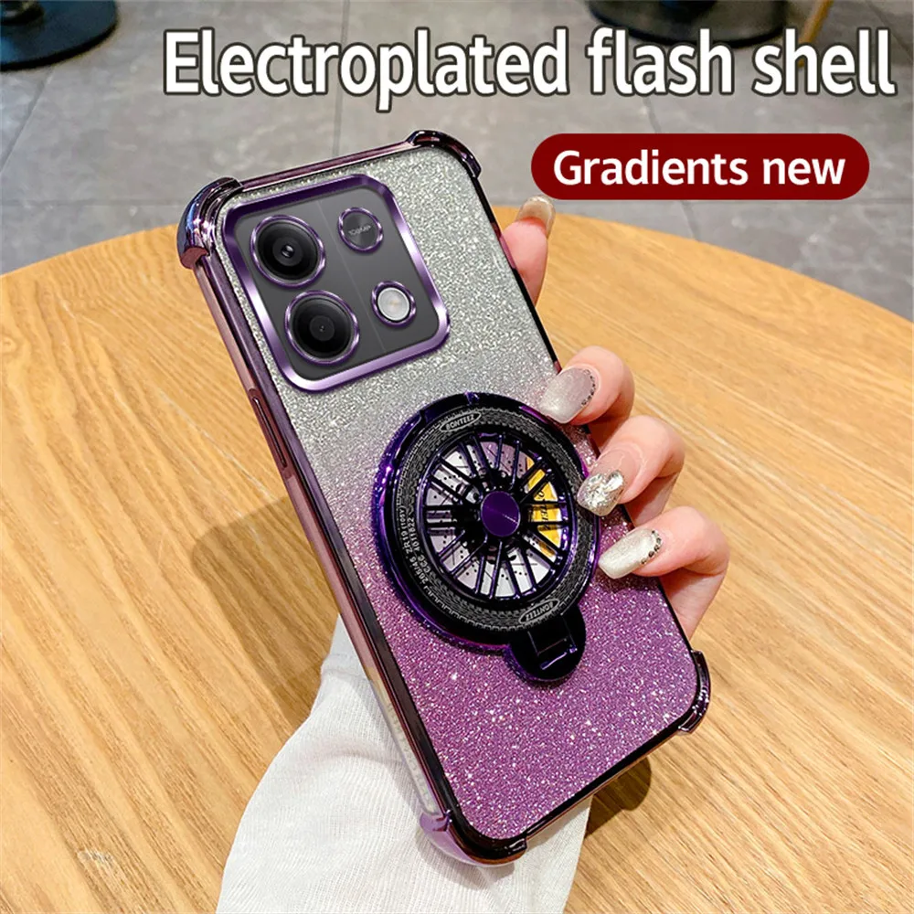 دوران الجيروسكوب حامل جراب هاتف ل Xiaomi Redmi ملاحظة 13 برو 12Pro 11S 10S 9S 9 Pro 13C 12C 10C تصفيح بريق غطاء الوفير