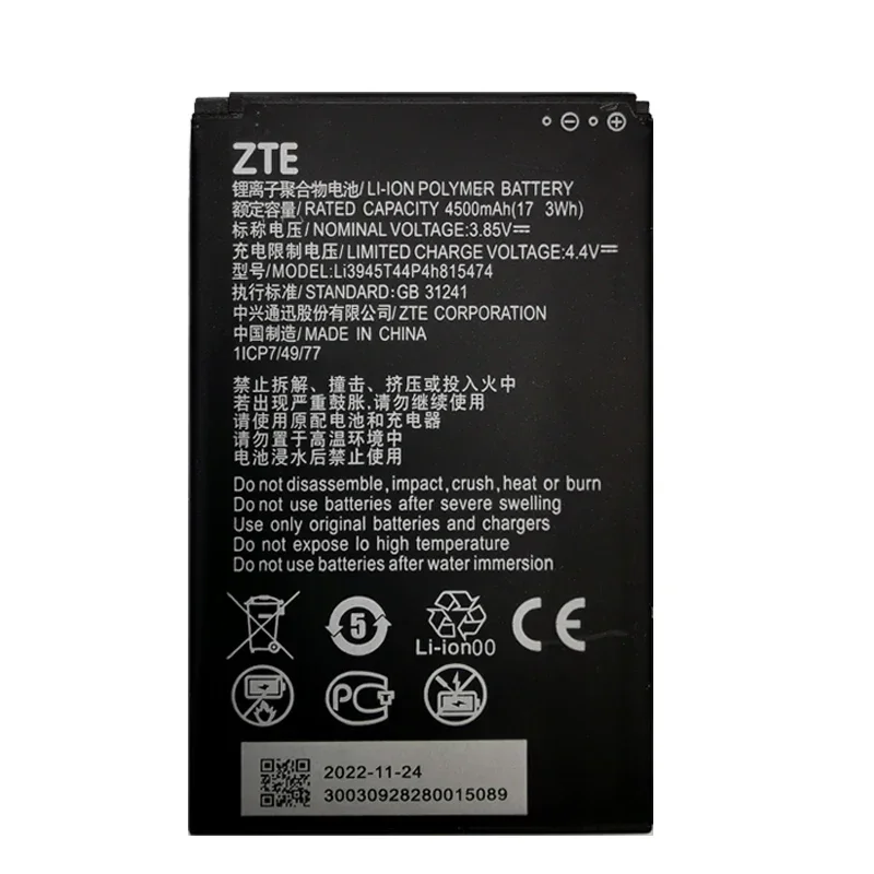 Original New For ZTE Li3945T44P4h815474 Battery Rechargeable Li-ion Built-in Lithium Polymer Battery