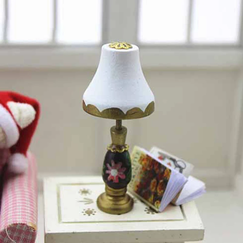 New 1:12 Dollhouse Miniature Table Lamp Doll House Accessories House Furniture Desk Light Decor Furniture Toys