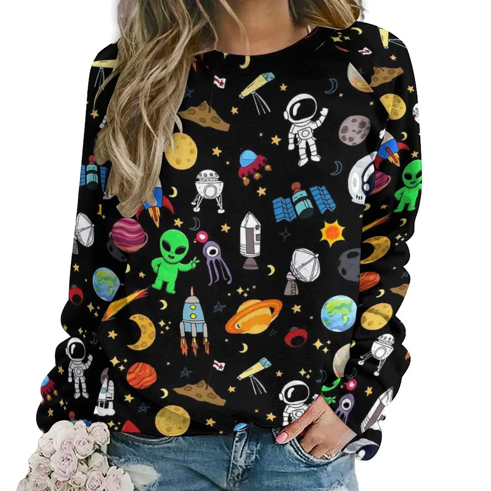 

Celestial Space Casual Hoodies Winter Solar System Planets Kawaii Hoodie Long Sleeve Oversized Hip Hop Custom Sweatshirts