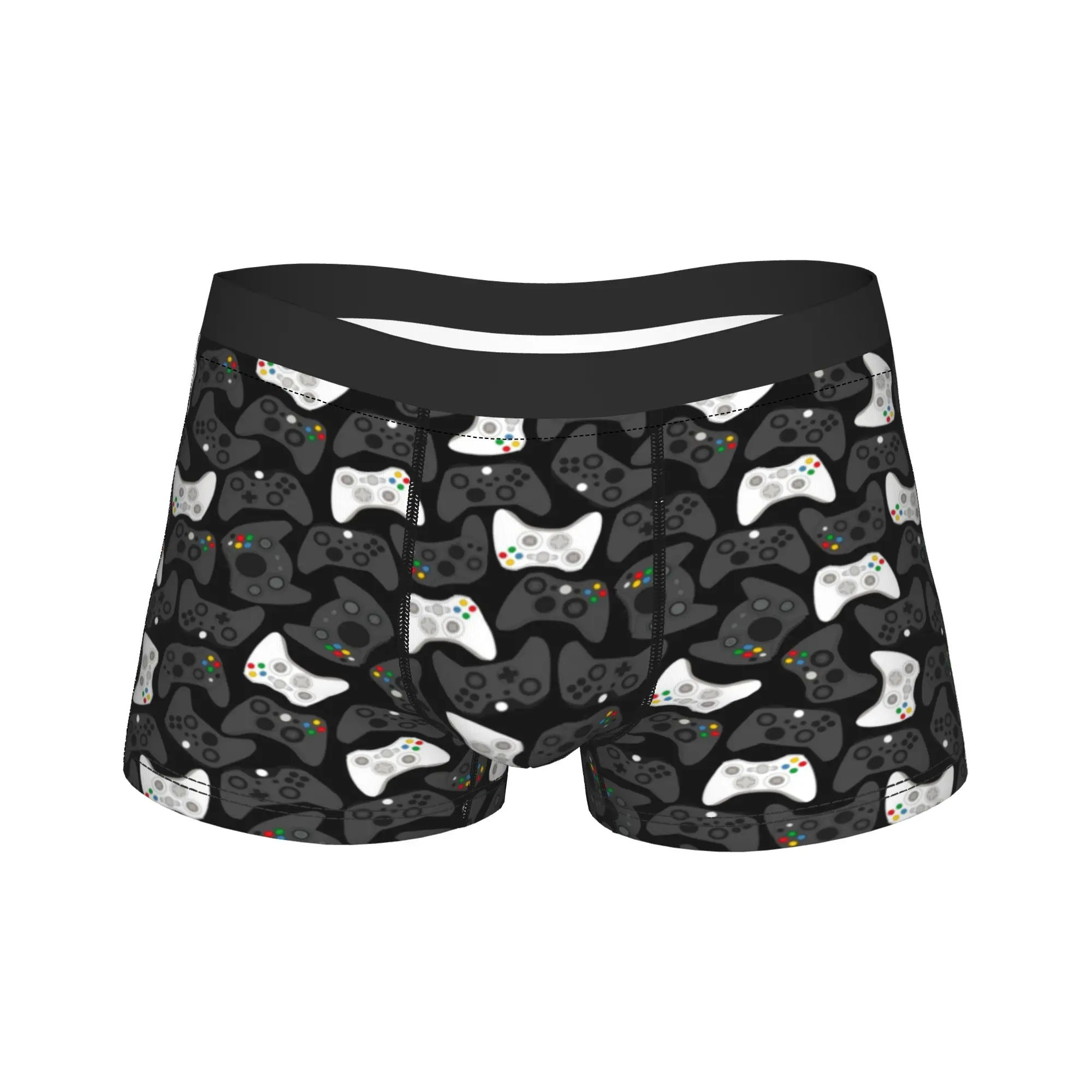 Men's Game Controller Pattern Long Underwear  Humor Boxer Briefs Shorts Panties Male Soft Underpants Plus Size