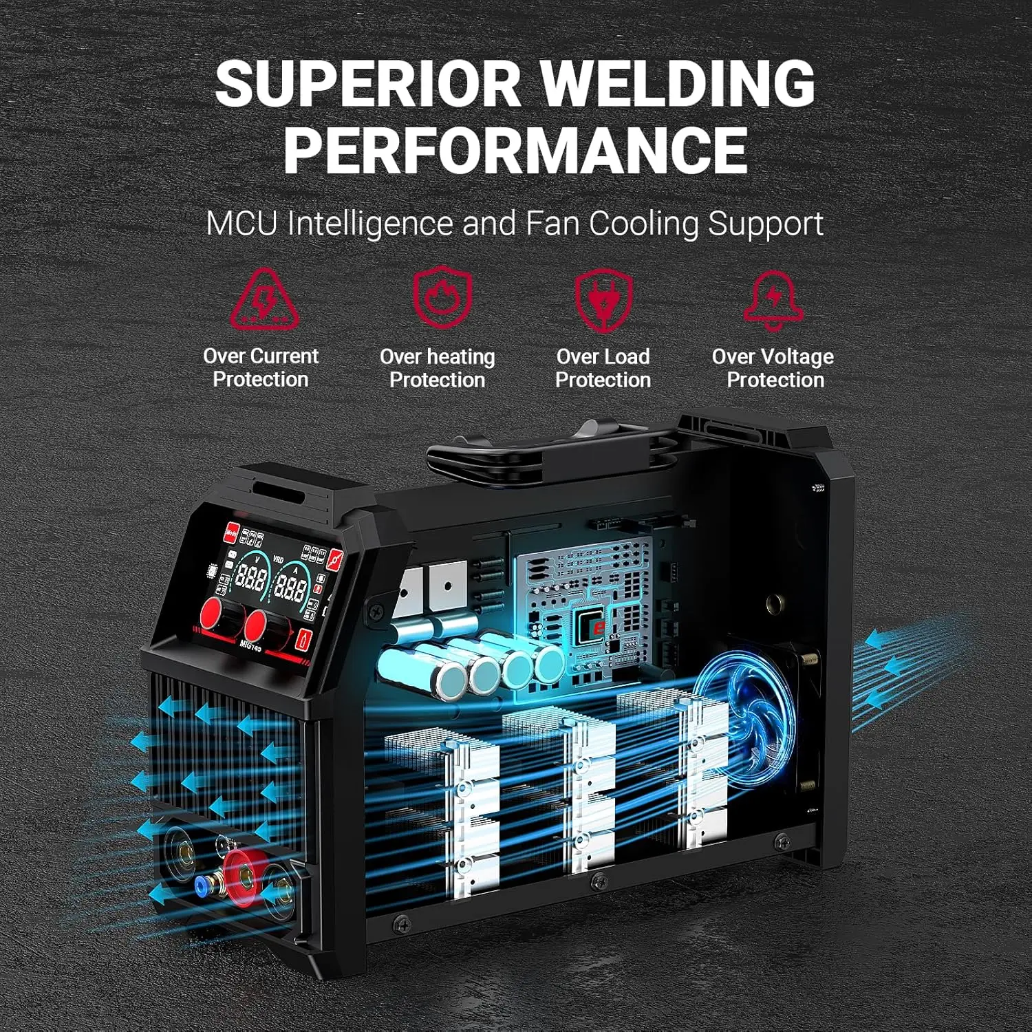 4-in-1多機能溶接機、110V/220V両電圧対応、MIG/TIG/スティック溶接機、ヘルメットと手袋付き