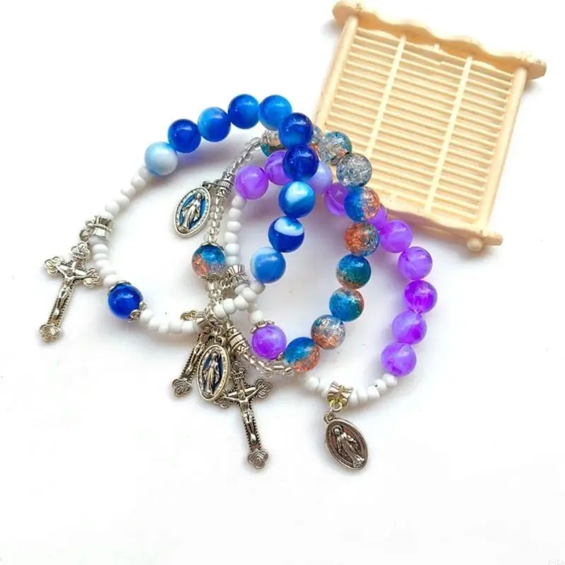 

Christian Catholic Stretch Rosary Bracelets Crosses Pendants Religious Bracelets