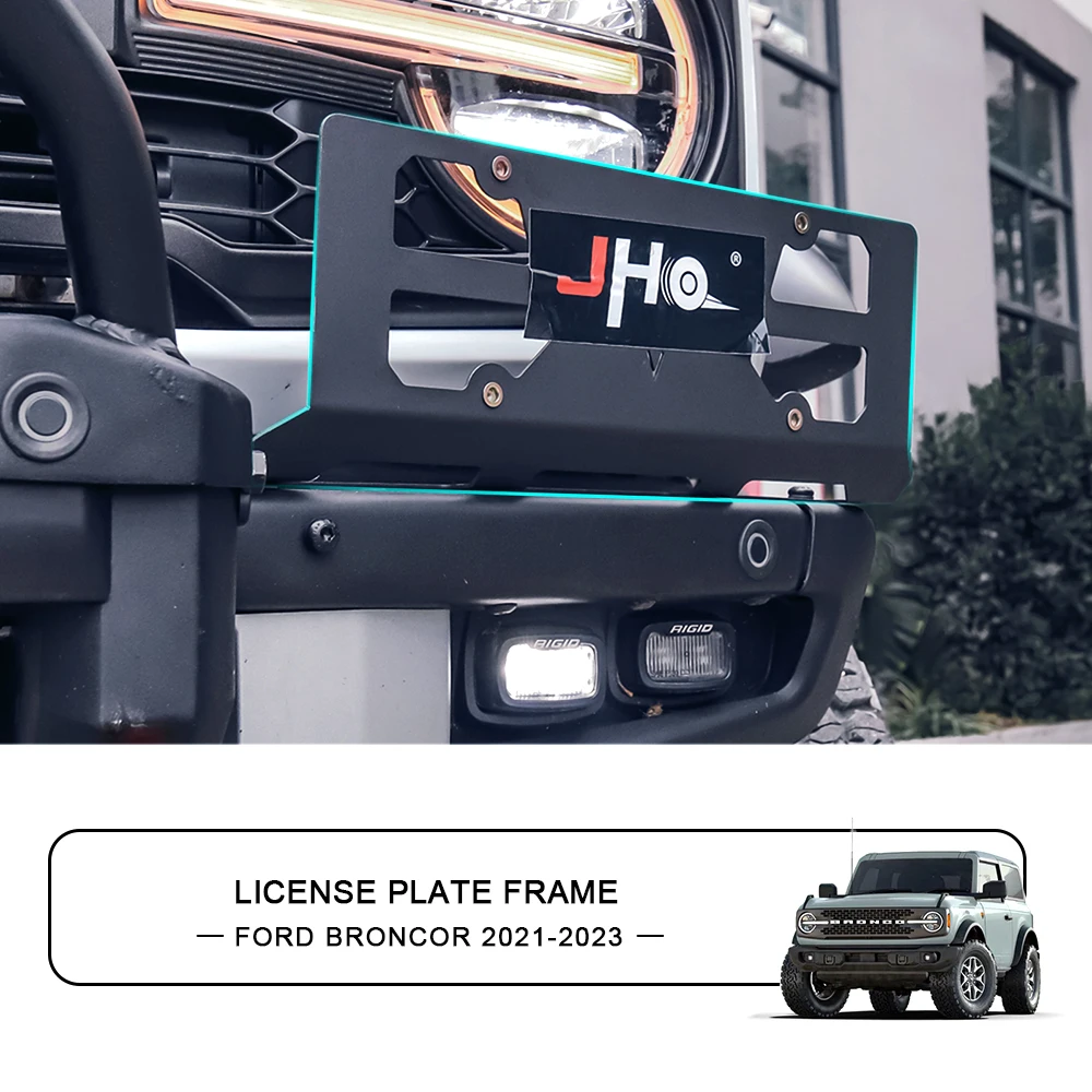 JHO Metal License Plate Frame Rustproof Personality Decoration Fit For Ford Bronco 2022 2023 Exterior Accessories