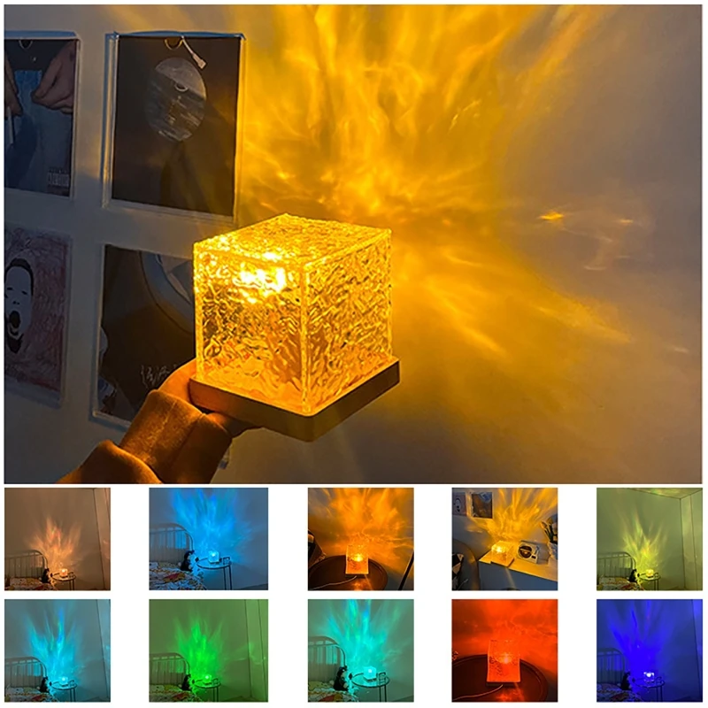 Lampada di cristallo proiettore di ondulazione dell'acqua decorazione della luce notturna case per la casa camera da letto atmosfera estetica regalo di festa luci al tramonto