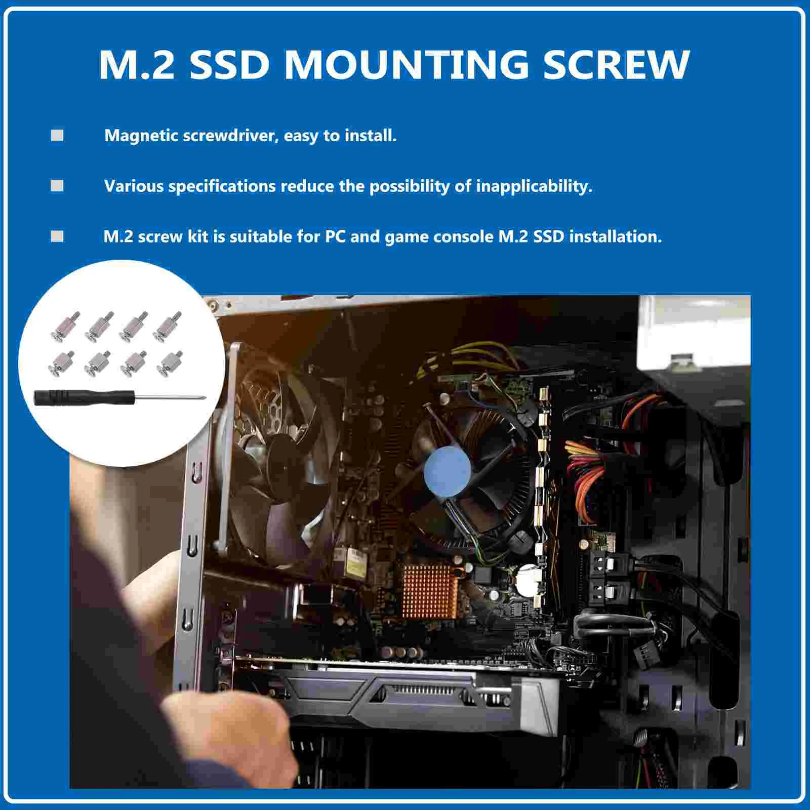 M.2 SSD Mounting Screw Kit Stainless Steel SSD Mounting Fixing Screw for MSI Motherboards and Game Console