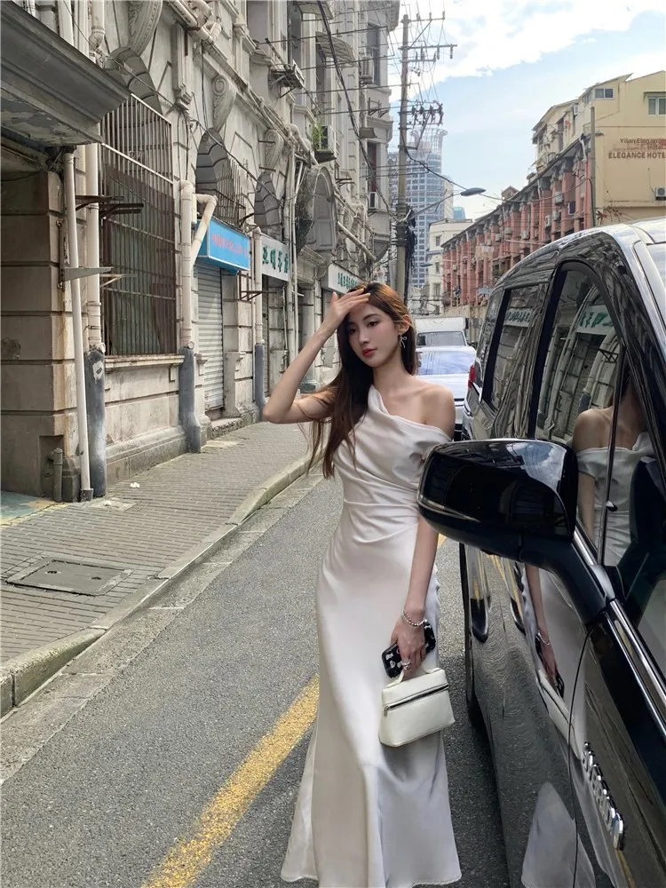 

Sexy Ele oulder Bared Gown Waist Cinched Fi Tail Dr Long Women's Dr JIANO FOREVER Brand A-Line Skirt ort Sve