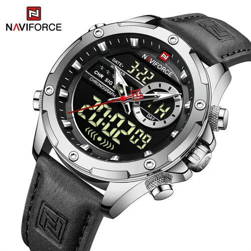 Imagen 1 del producto Naviforce-relojes originales para hombre, pulsera deportiva resistente al agua con correa de Corium de lujo, con calendario, pantalla Dual, 2022