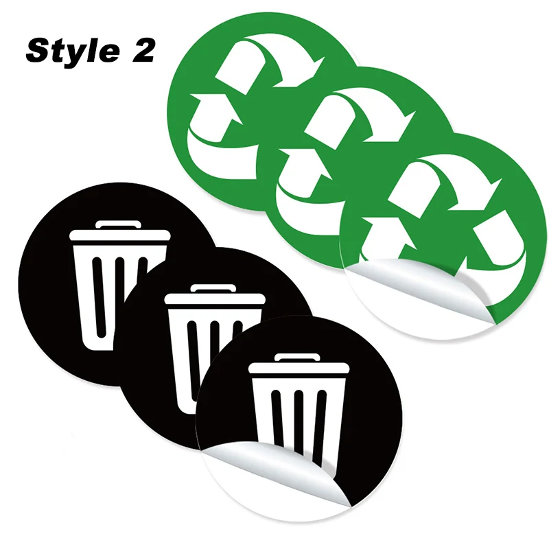 6 Pcs 5inch PVC Trash Bin Classification Sticker Home Self-adhesive Is Recyclable Classification Sign Trash Can Decal