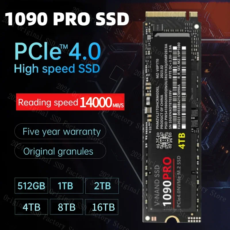 

Твердотельный Накопитель SSD 4 ТБ M2 Nvme M.2 2280 PCIe4.0 X 4 990 1090pro, Внутренний твердотельный накопитель на 1 ТБ, жесткий диск HDD, постройка жесткого диска для PS5, настольного ПК/ноутбука