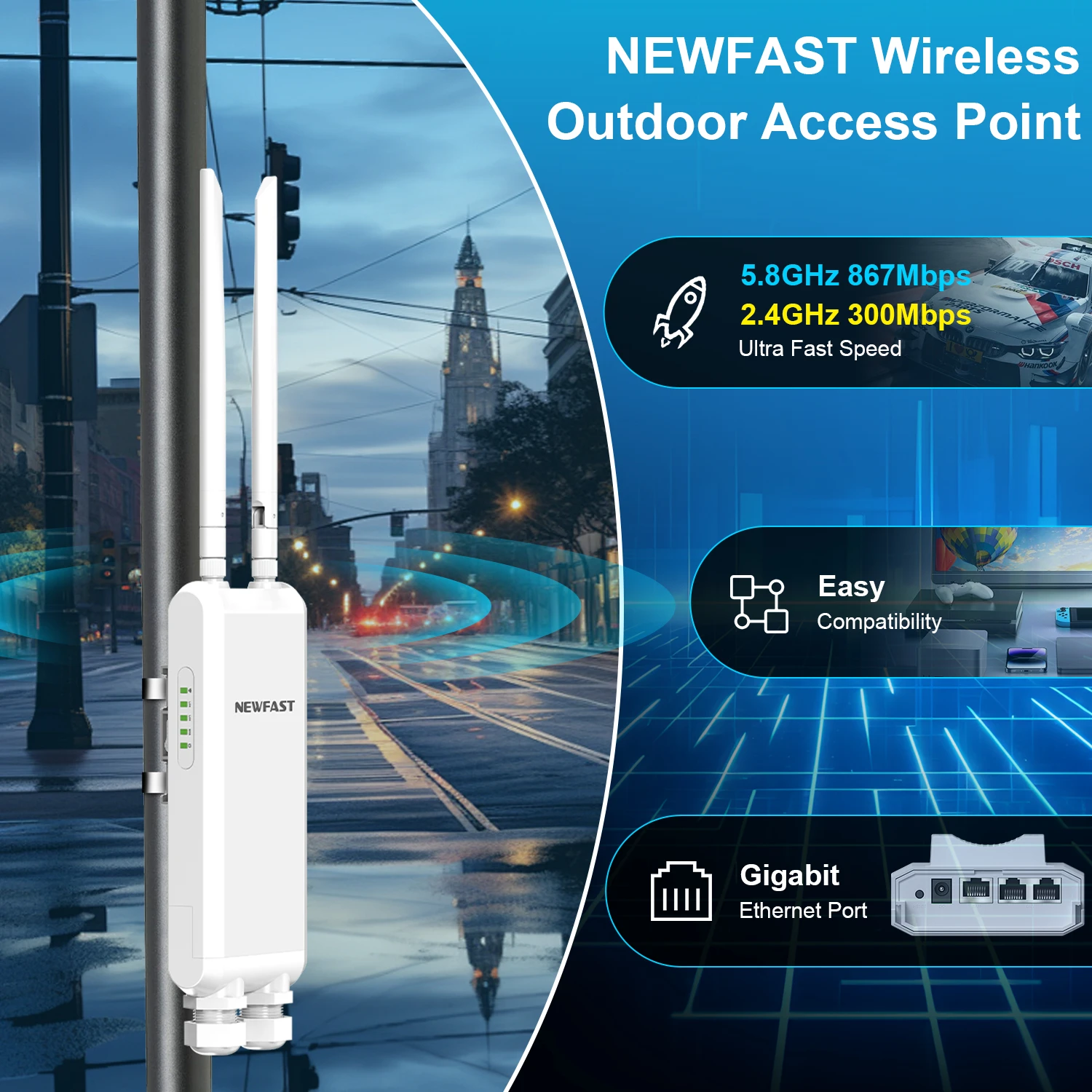 COMFAST AC1200/600/300 High Power Outdoor CPE WIFI Router/AP Wireless WIFI Repeater Extender Dual Dand 2.4G/5G High Gain Antenna