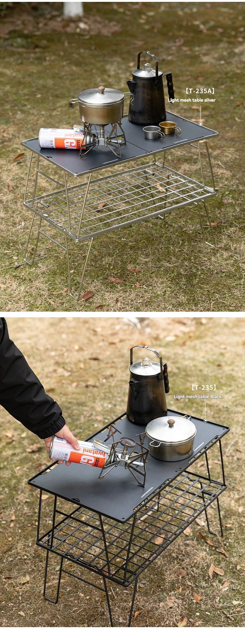 CAMPINGMOON T-2358 Leichter Netz-Tischplattensatz 2-teilig Leichtgewichtige Aluminiumlegierung Tischplatte Camping Klapptisch Zubehör – Detail 8