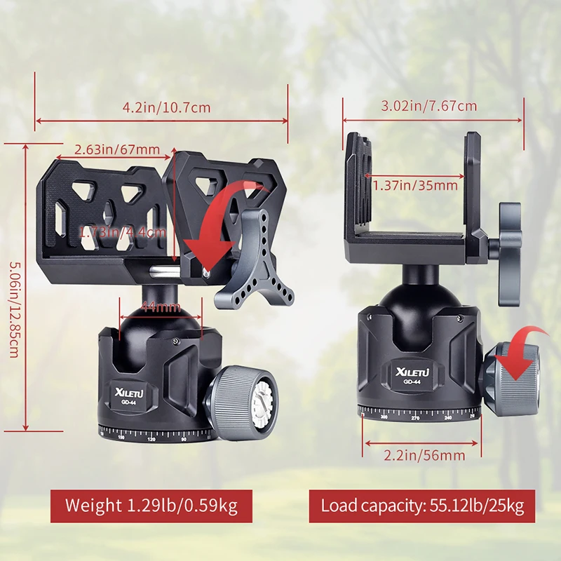 حامل سرج بندقية من الألومنيوم من XILETU مع مشبك ثلاثي القوائم برأس كروي - مثالي لممارسة الهدف والصيد وحوامل الرماية الخارجية