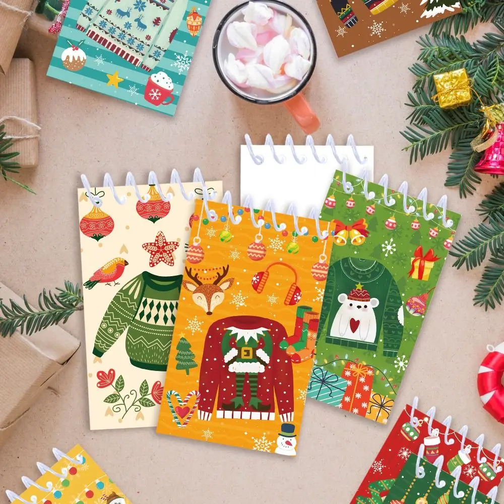 8 STKS Coil Binding Kerst Notebook Mini Maat Meerdere Stijlen Spiraal Notebook Spiraal Ontwerp Kerstman Notebook