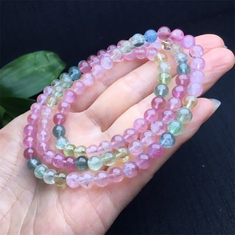 6MM Natural Macaron Triple Circle Bracelet Smooth Gemstone Reiki Healing Jewelry Energy Crystal Holiday Gift 1PCS