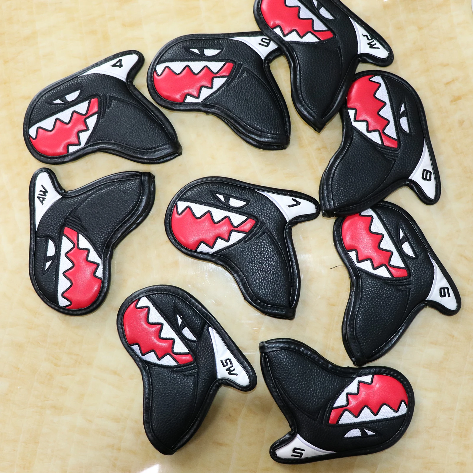 9x Shark Golf Iron Headcovers Golf Head Covers Anti-scratch Outdoor