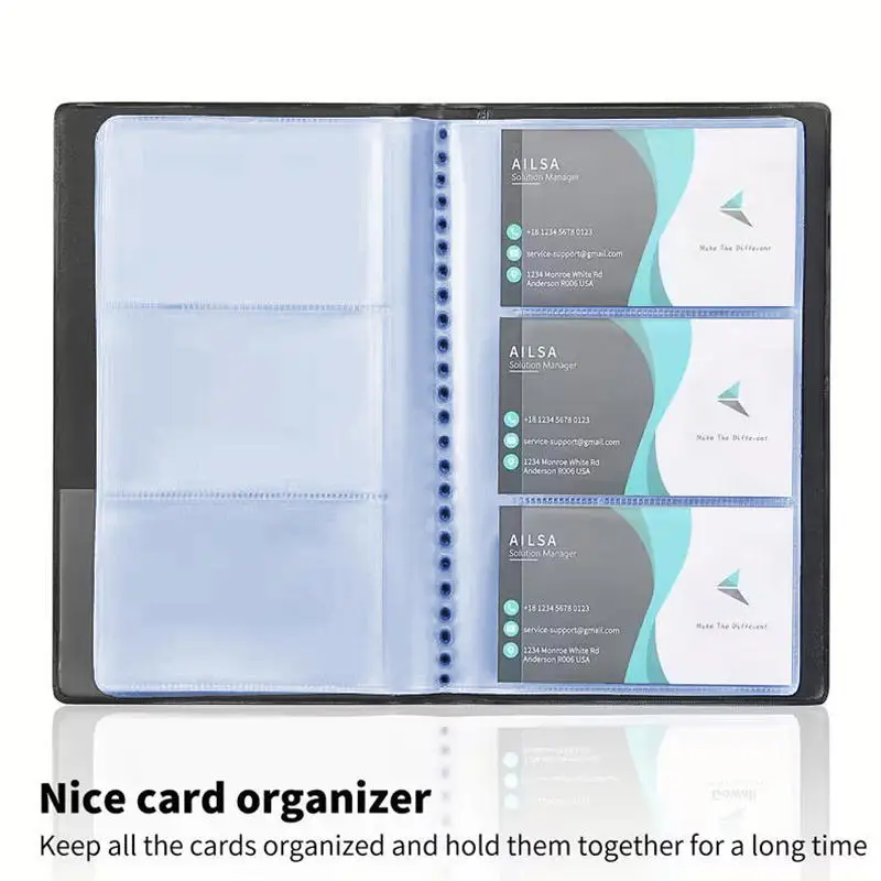 

60-150 Pockets Large Capacity Business Card Booklet Card Holder Portable Card Organizer Cards Storage Folder Office Supplies