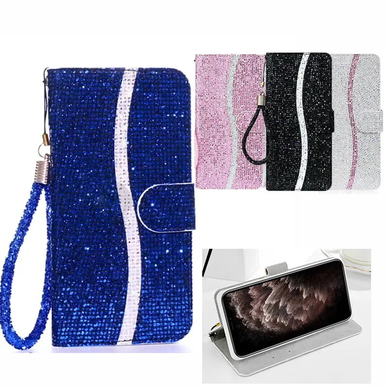 Luxury Glitter Flip Leather Case For iPhone 16e 16 e Bling Women Wallet Cover for Apple iPhone 16e Luxury Cases For iphone16e