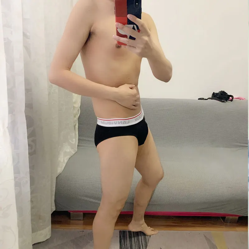 3pcs/lot Men\'s underwear cotton solid color trend personalized U-shaped sexy breathable comfortable youth Brief pants