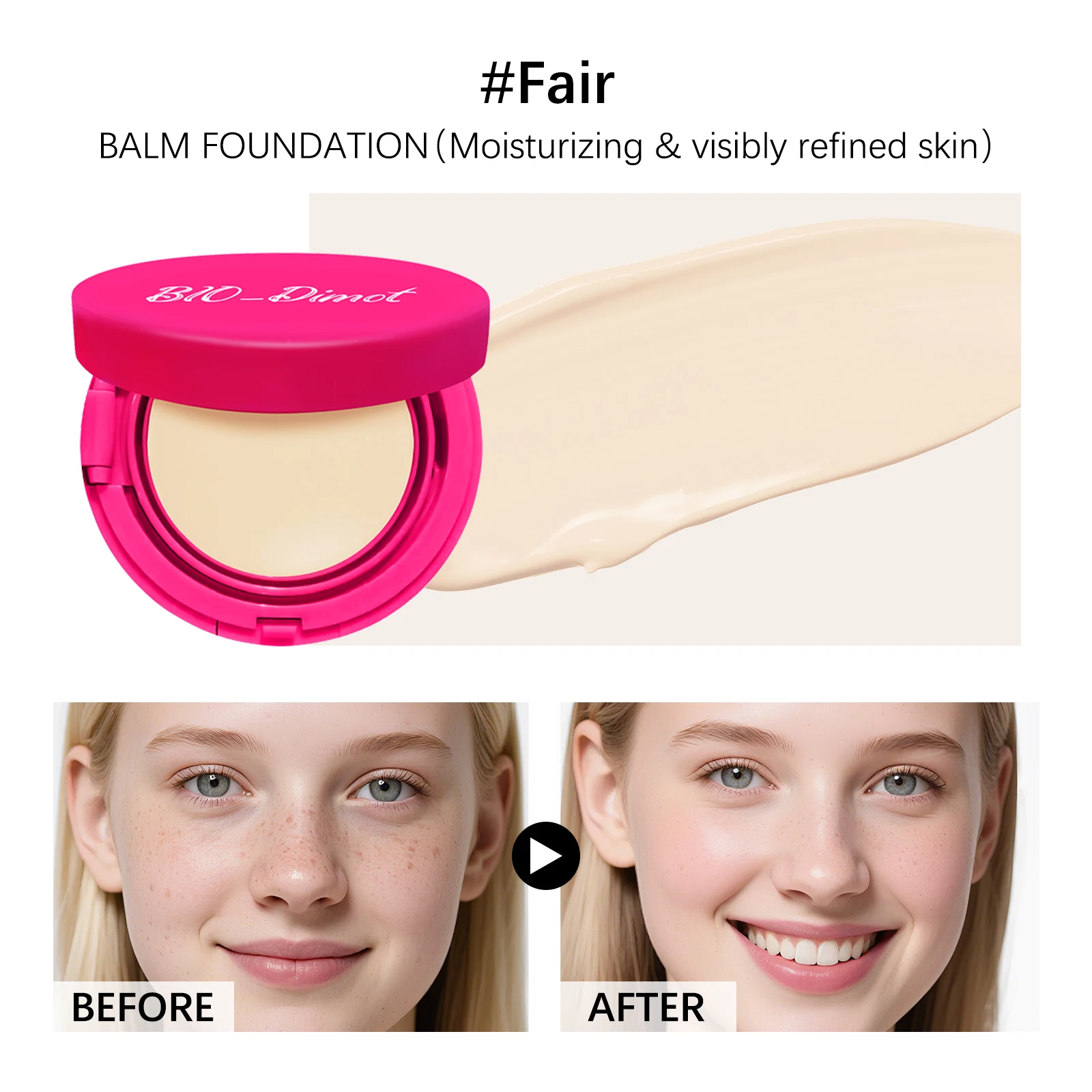 Base de bálsamo 20g, Control de aceite blanco marfil, acabado de maquillaje mate de larga duración, incluso el tono de la piel, aclara el color de la piel, Fair Sahde