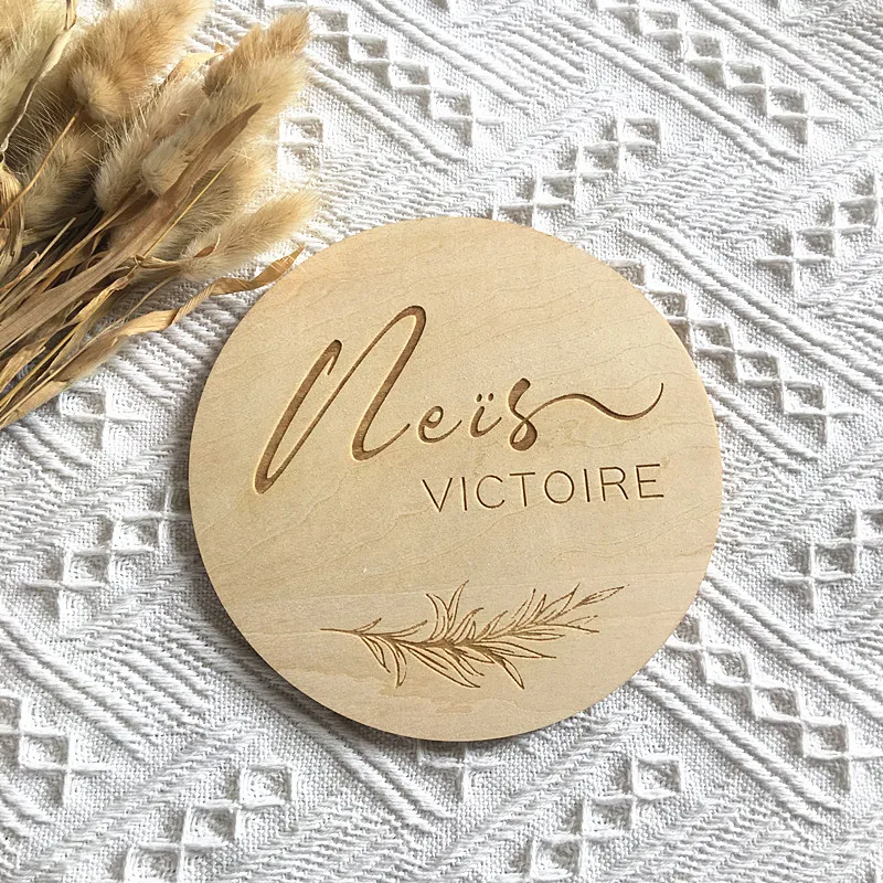 Engraved baby name sign, Personalized wood birth Announcement tags, Nursery decor, Photo props, Baby keepsake, Hospital Welcome