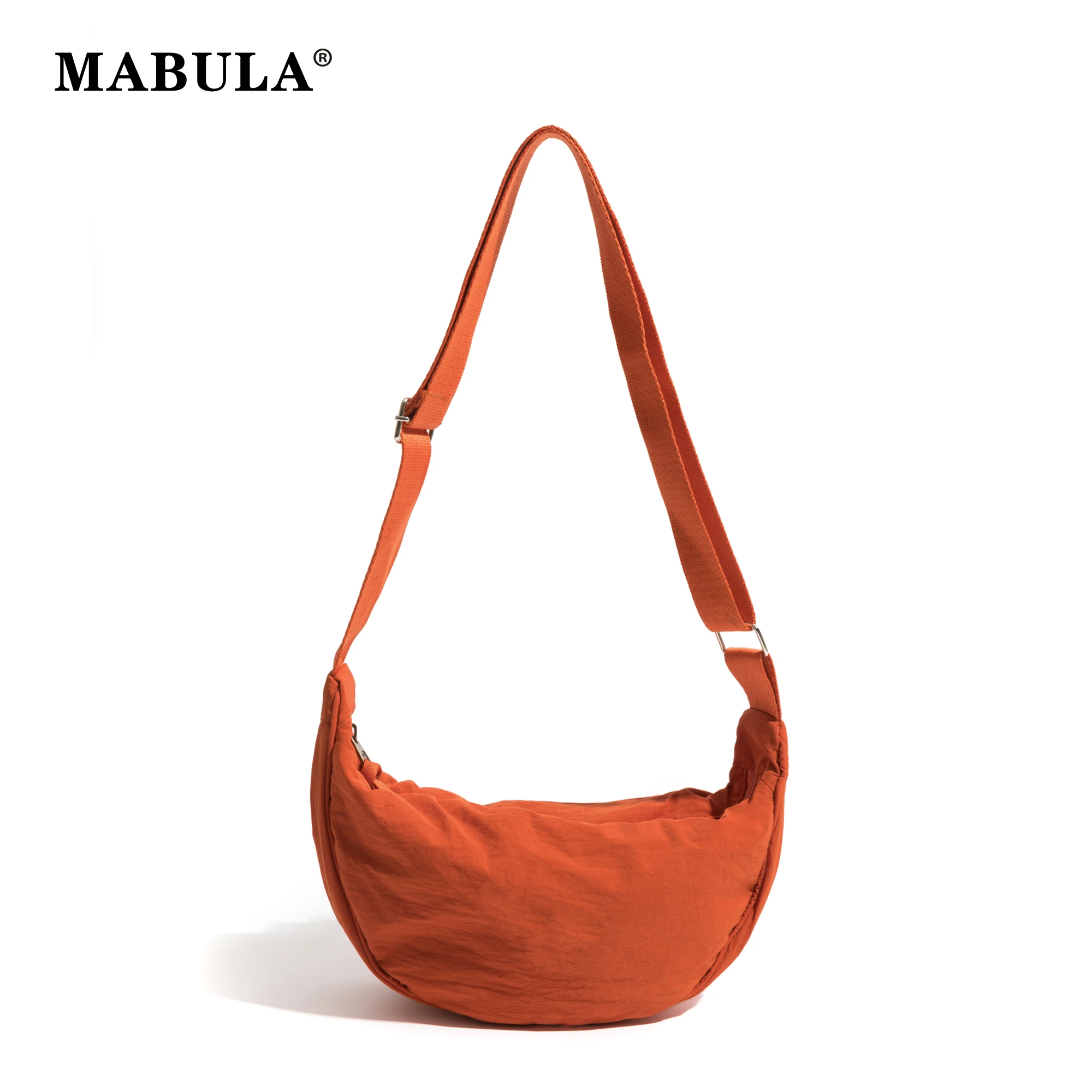 MABULA Simple Solid Color Woman's Hobo Shoulder Purse Casual Nylon Female Tote Handbag Lightweight Ladies Shopping Crossbody Bag