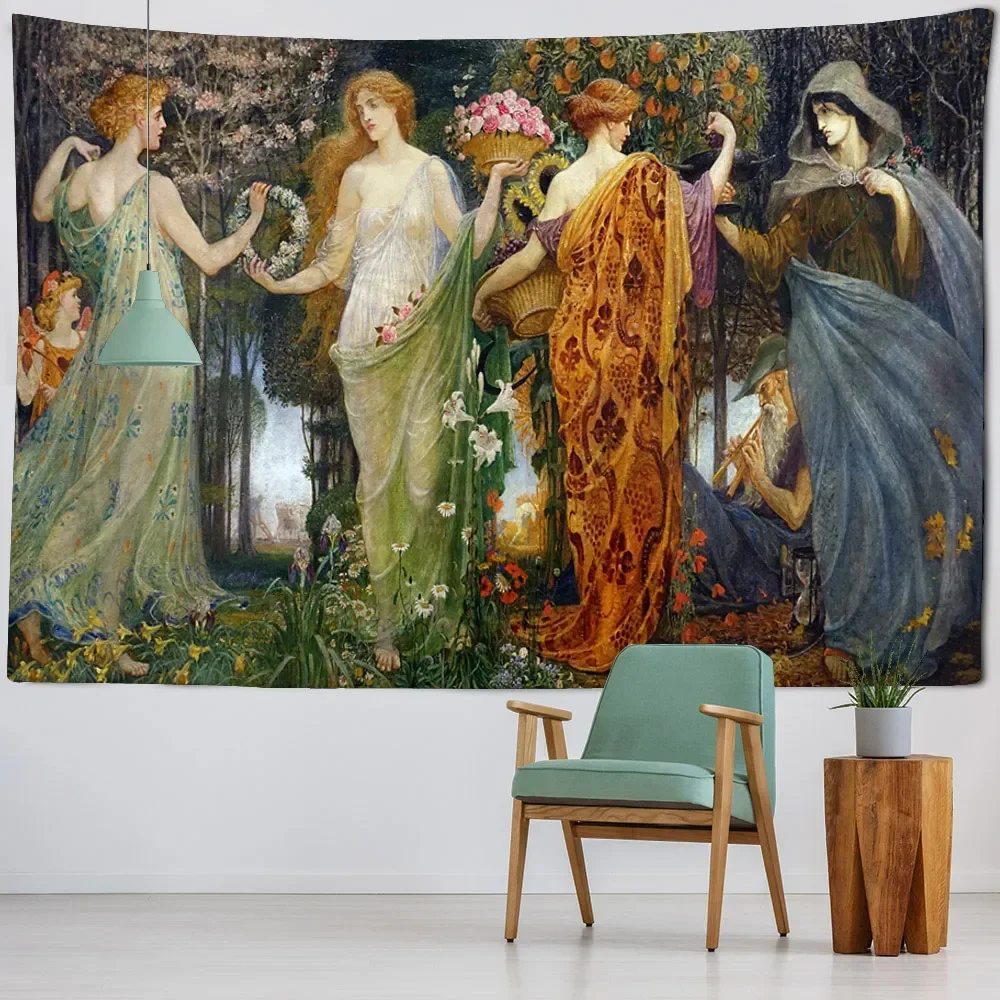 Classical Figure Oil Painting Tapestry Decoration Mural Background Cloth Tapestry Room Wall Hanging Cloth Home Art Decoration