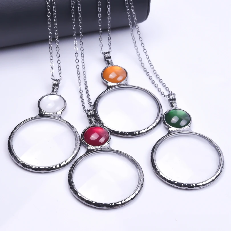 1Pc Vintage Practical Pocket Magnifying Glass Pendant Women Necklaces Decorative Reading Loupe Collar Hombre Jewelry Accessories