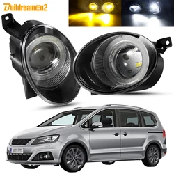 2 Pieces 30W Angel Eye Fog Light Assembly 9006 Car LED Fog Daytime Running Lamp DRL 8000LM 12V For Seat Alhambra 2010-2016