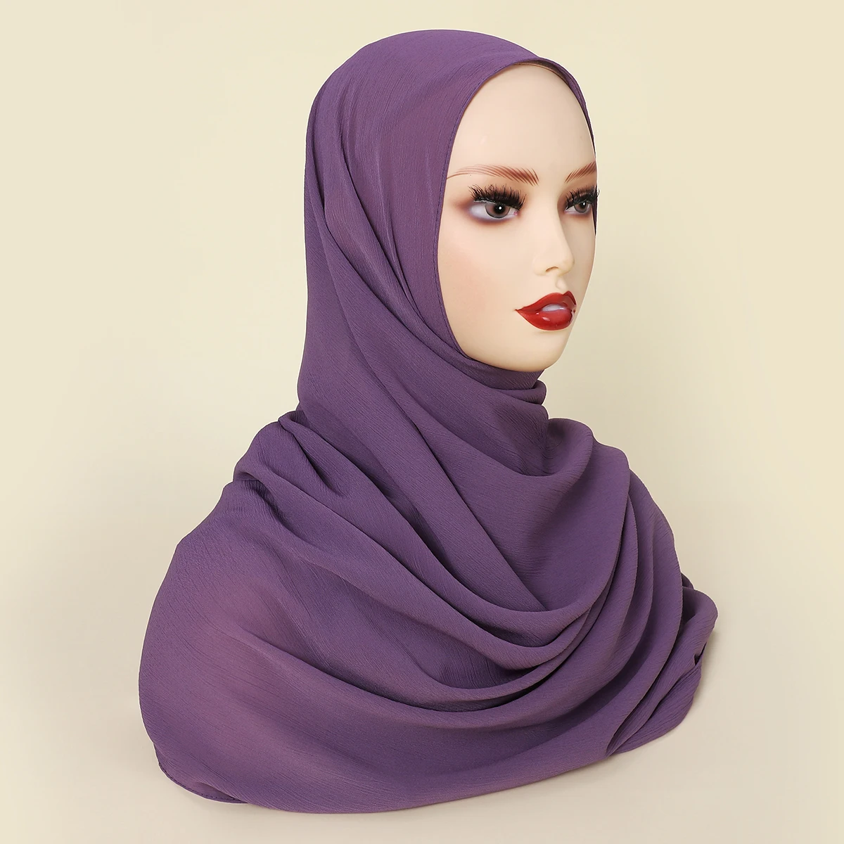 4pcs/box Custom Gift Box Premium Crinkle Chiffon Hijab Plain Crepe Scarf Malaysian Shawl Headscarf Women Accessories