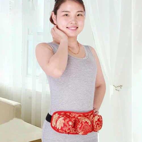 Imagen 2 del producto Bolsa de moxibustión con bordado rojo, quemador de Moxa, terapia de calentamiento de acupuntura, útero cálido, medicina china, pistola de masaje, masajeador corporal