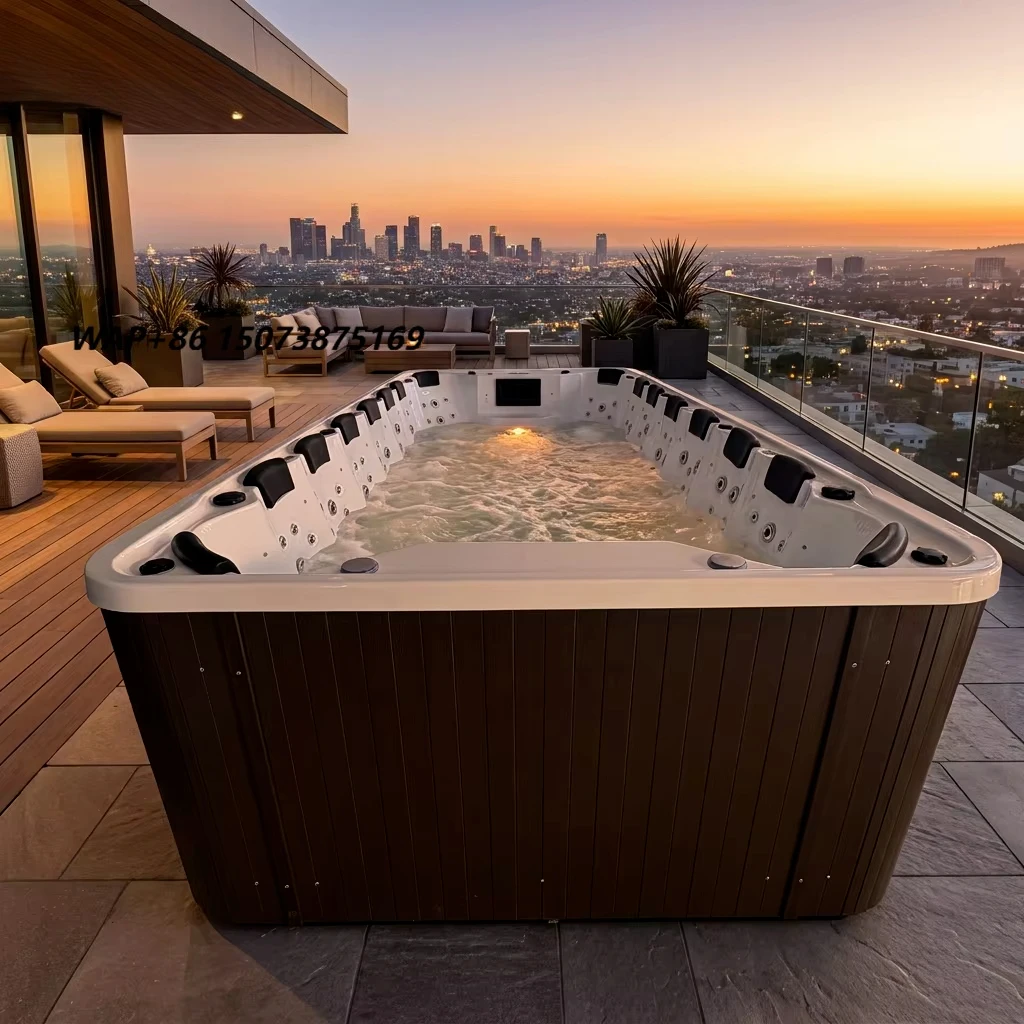 Luxury White Acrylic Massage Hotel Swimming Pool Spa 16 Seater Bathtub Hydrotherapy Pool Hot Tub  Outdoor Jacussi