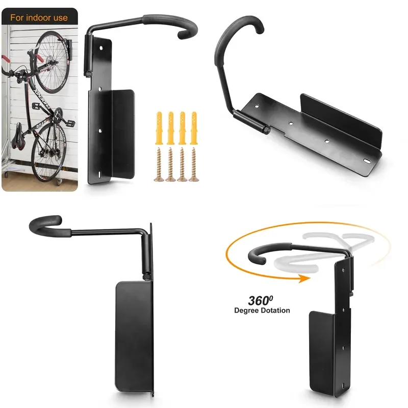 Adjustable Wall Mounted Steel Bike Rack New Style Vertical Bicycle Wall Hanger with Helmet Hook for Road Bikes