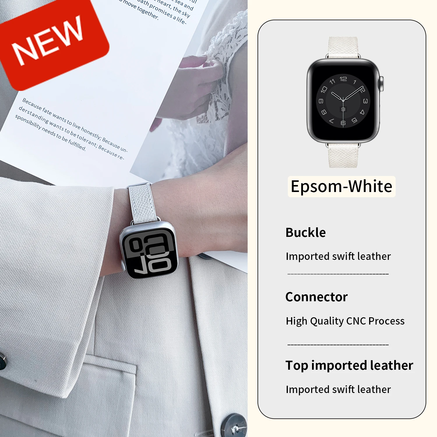 2025 New High Quality Soft Double Tour Cowhide Leather Strap for Iwatch Ultra3 2 Apple Watch Series 11 10 9 8 7 6 5 Se 3