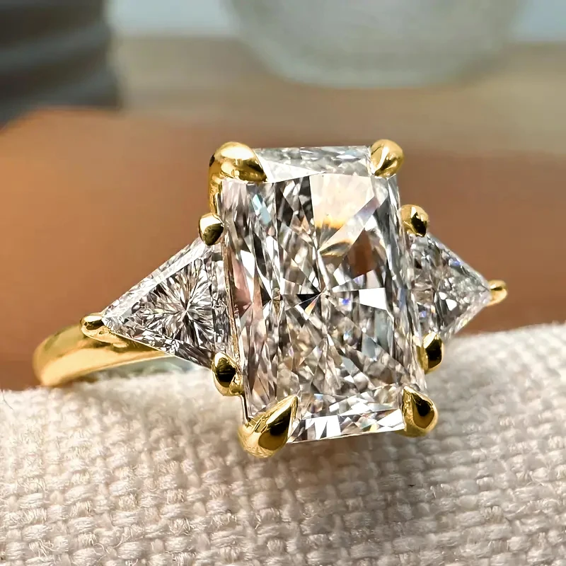 Huitan Chic Dainty Rectangular CZ Rings Modern Brilliant Engagement Finger Accessories for Women Charming Modern Wedding Jewelry