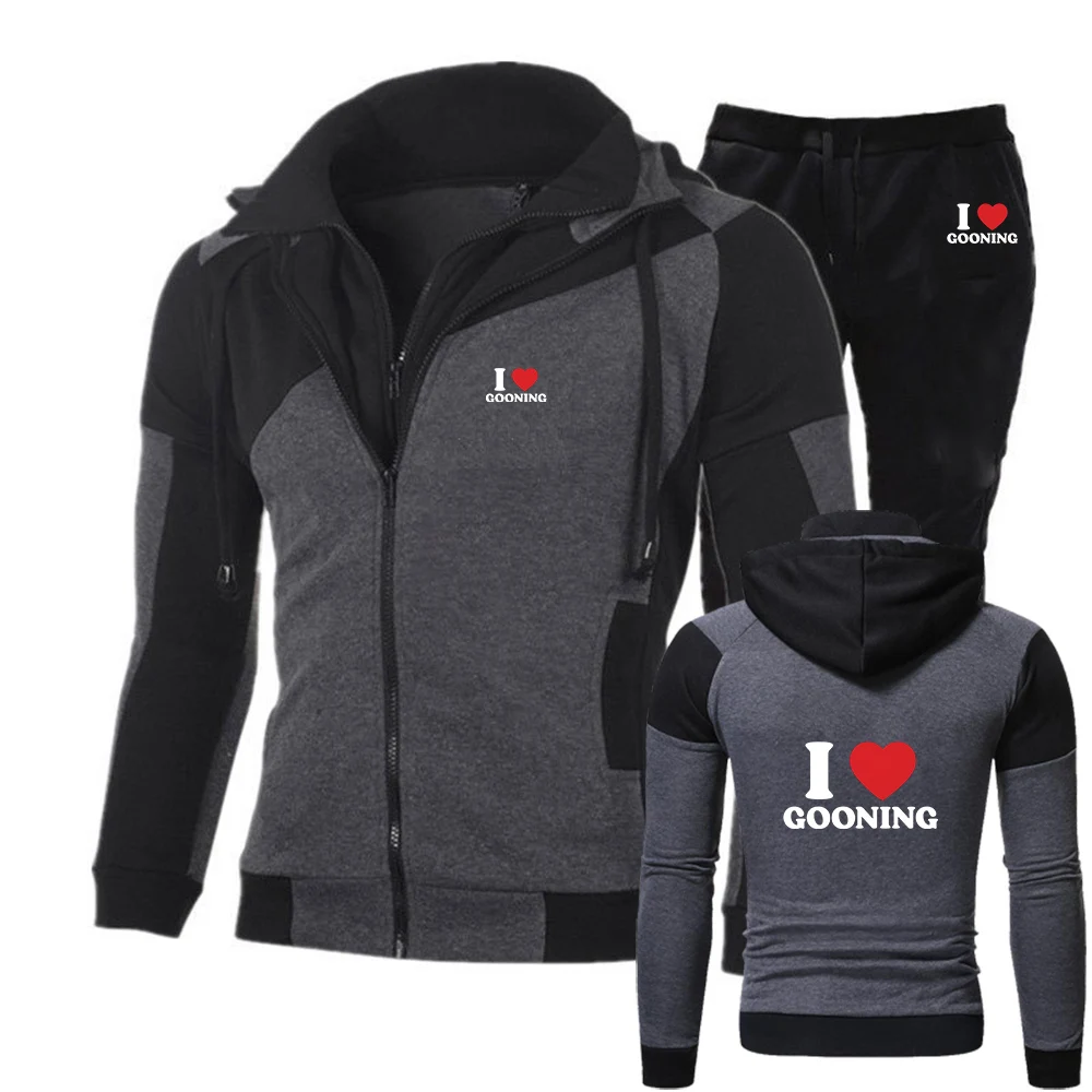 

2025 мужские толстовки с логотипом I Love Gooning, весенне-осенние практичные тканевые удобные толстовки с постоянной температурой, брюки, спортивные костюмы