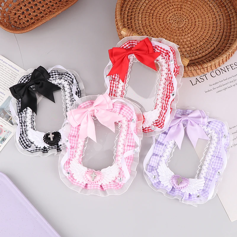 1pcs Lace Card Protector Sleeve INS Bowknot Decor Photocard Holder Student DIY Fabric Pendant Gift Photo Cards Minicard Storage