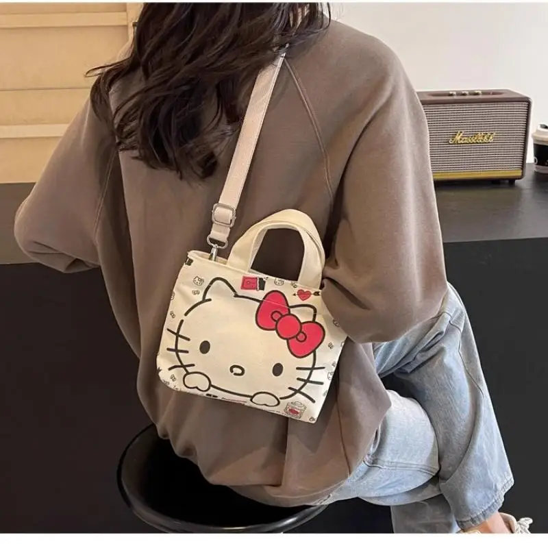 Sac à main en toile Anime Hello Kitty pour filles, sac à main de voyage en plein air, grande capacité, cadeau mignon, Kawaii, Sanrios