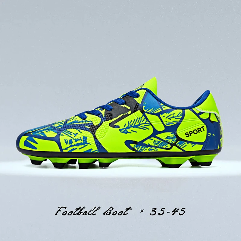 

Men Unisex Adult Football Cleats Shock Absorbing Wearproof Sole Breathable Lace Up Design Outdoor Lawn Turf Soccer Game Training