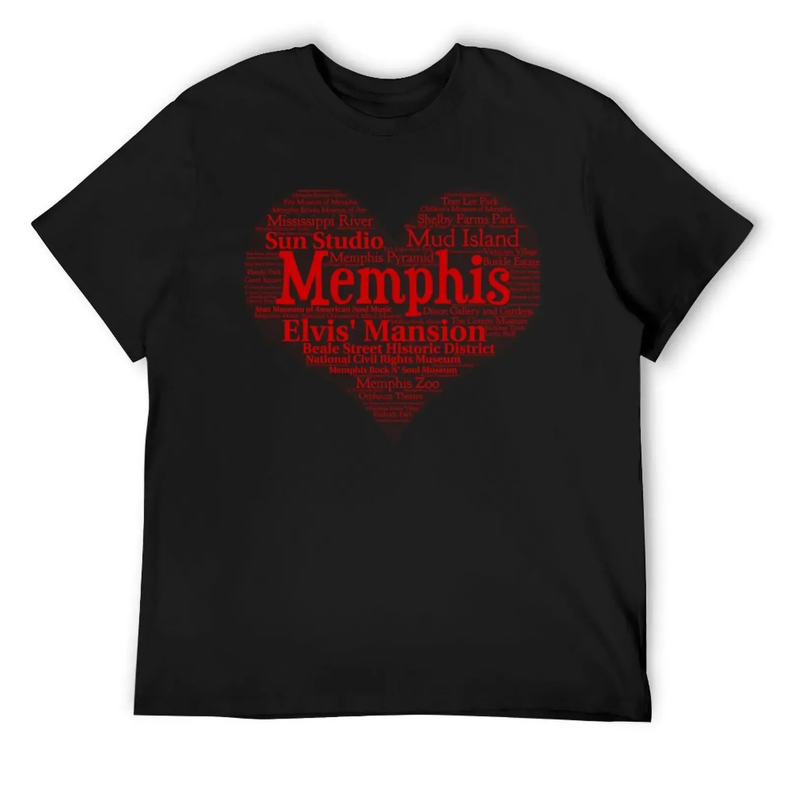 Heart of Memphis Red Heart Word Cloud Products T-Shirt man t shirt kawaii clothes custom t shirt cheap stuff t shirts men